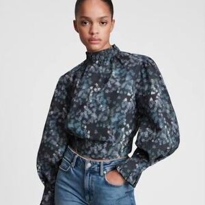 Floral Black and Blue Women's Top